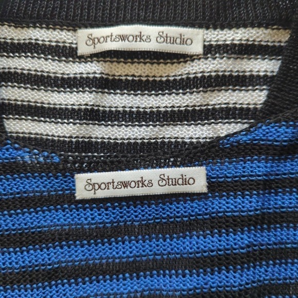 Sportsworks Studio Womens Sweater Set Black White‎ Striped Knit M - Picture 13 of 13